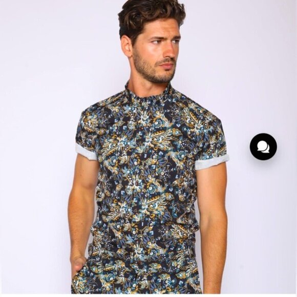 NWOT Romperjack BOHEMIAN short sleeve shorts button down lightweight jumpsuit L - Picture 3 of 11